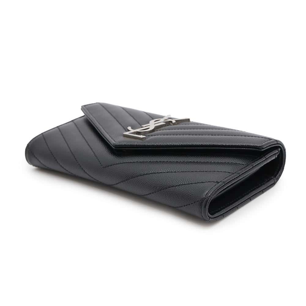 Saint Laurent Paris Black Wallet Quilted YSL Flap Monogram Black